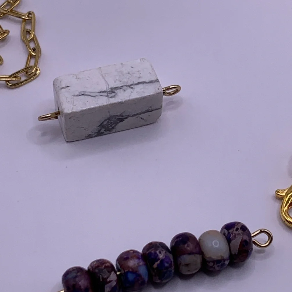 Interchangeable 14k Gold Plated Bar Necklace with Paperclip Chain